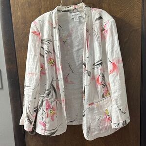 Peck & Peck White and Pink Floral Blazer